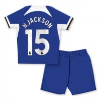 Camisa de Futebol Chelsea Nicolas Jackson #15 Equipamento Principal Infantil 2023-24 Manga Curta (+ Calças curtas)